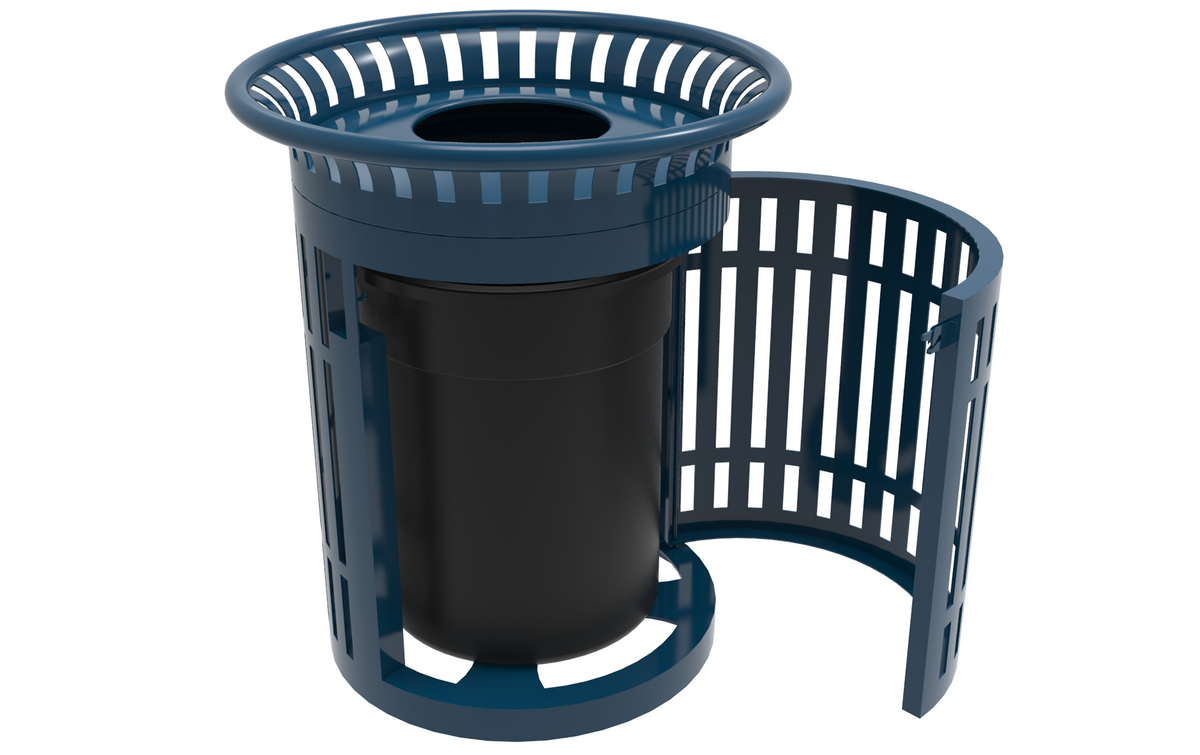 32 Gallon Elite Trash Receptacle with Flared Top and Side Opening - Flattop and Liner