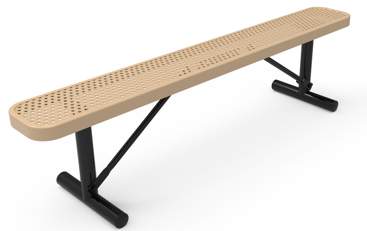 6’ Bench without Back - Punched Steel - Portable