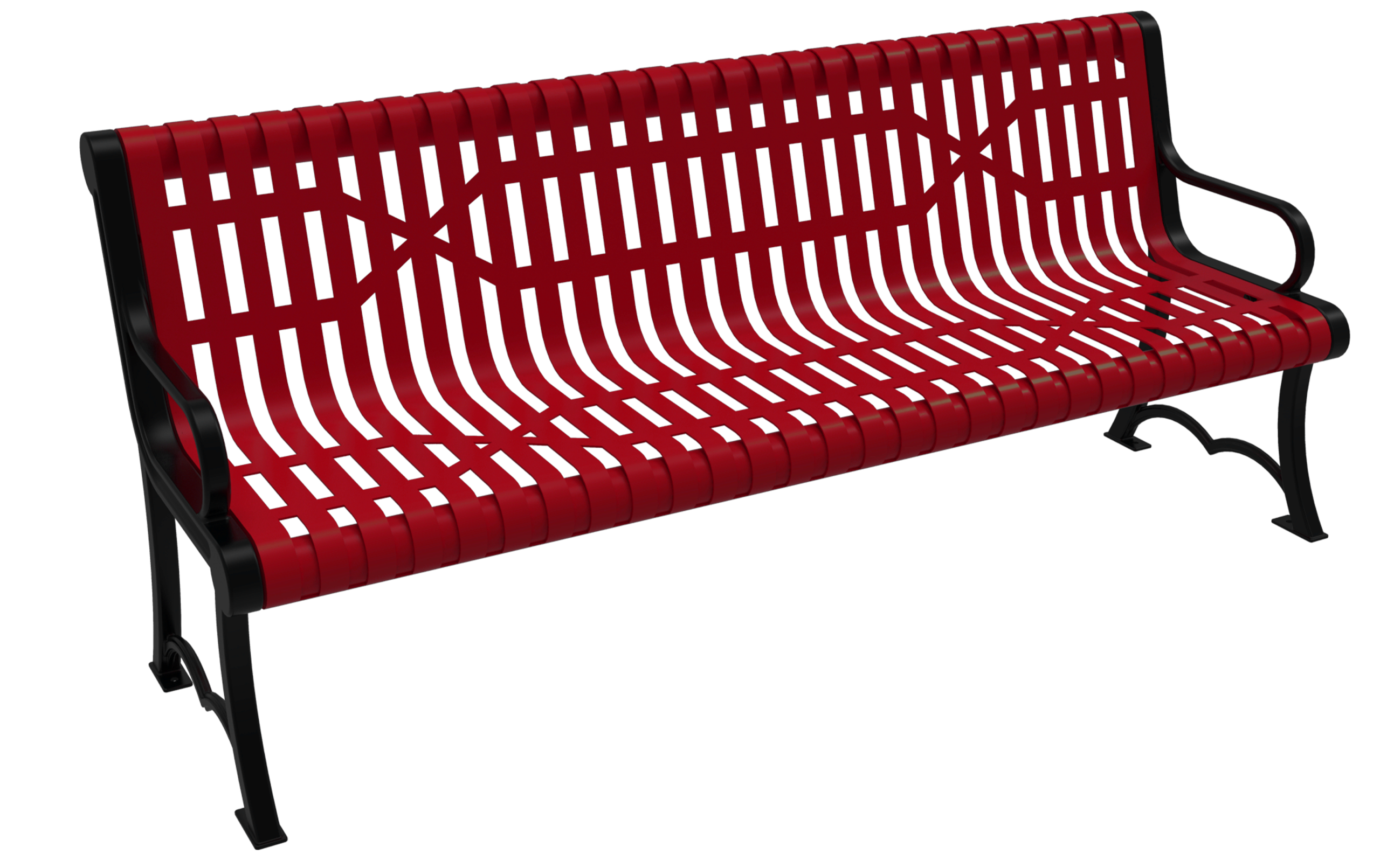 6ft Elite Park Bench - Slatted Steel with Cast Aluminum Frame Portable / Surface Mount